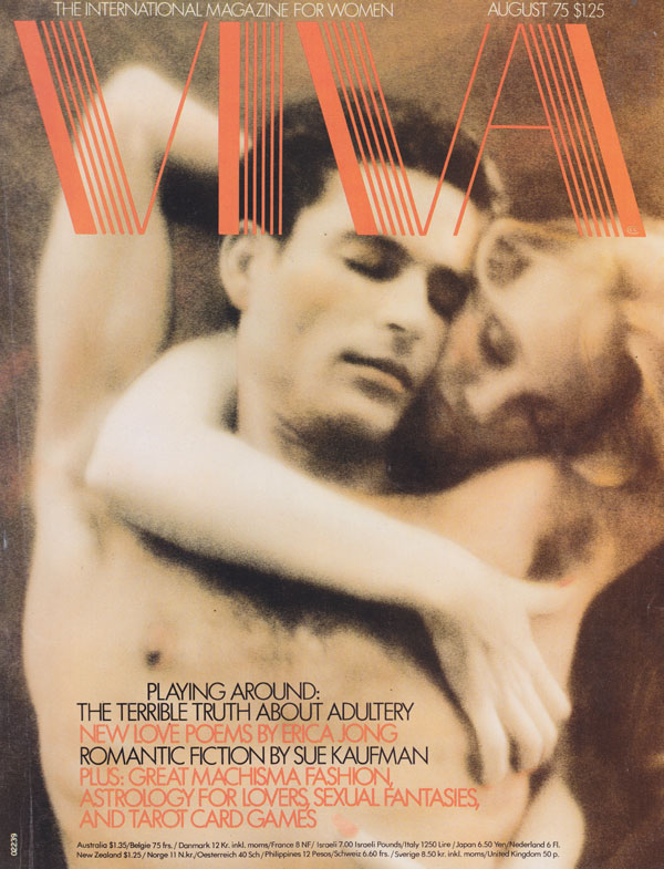 Viva August 1975 magazine back issue Viva magizine back copy 1975 back issues of viva magazine for women adultery romantic fiction erotic spreads sex fashion adv