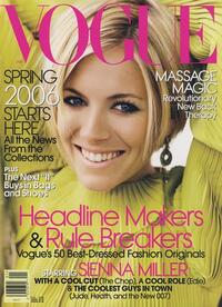 Sienna Miller magazine cover appearance Vogue January 2006