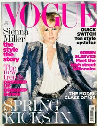 Sienna Miller magazine cover appearance Vogue UK February 2006