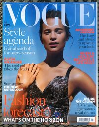 Alicia Vikander magazine cover appearance Vogue UK August 2016