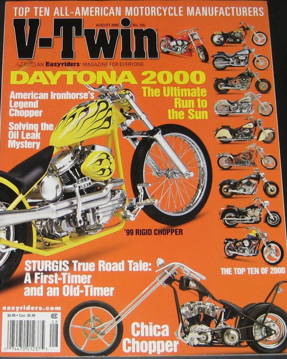 V-Twin August 2000 magazine back issue V-Twin magizine back copy 