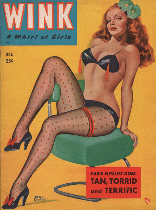 Wink October 1951 magazine back issue Wink magizine back copy Paris Nitelife Goes Tan, Torrid and Terrific,antique,Dimpled Doll,Miss Legs of 1951,KITT RUSSELL,PIN
