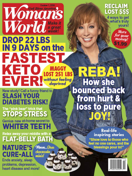 Woman's World October 1, 2018, , Reba! How She Bounced Back From Hurt & Loss To Pure Joy!