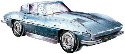 wrebbitt 3d puzzle of corvette sting ray 1963, classic cars jigsaw puzzles by wrebbit, 300 pieces ex corvettestingray1963