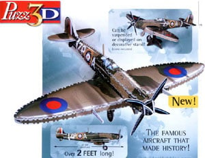 puzz3d supermarine spitfire, over 2 feet long three dimensional puzzle, wrebbit puzzles, 735 pieces, spitfire