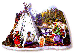 teepee jigsaw puzzle, 3d mini puzzle, wrebbit mini series, 77 pieces, indian family scene