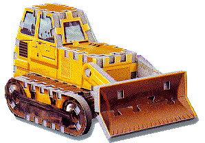 a 3d mini puzzle, bulldozer jigsaw puzz3d, wrebbit, 76 pieces bulldozer