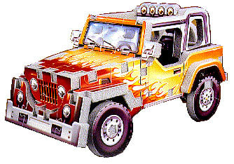 jeep 4x4 mini puzzle, wrebbit puzz3d jigsaw, flame jeep jeep4x4