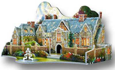 3d jigsaw puzzle garden, gated house puzz3d, manufactured by wrebbit