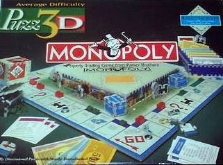 puzz3d monopoly, jigsaw puzzle by wrebbit, rare jigsaw puzzle, 755 pieces, wrebbit puzz3d monopoly