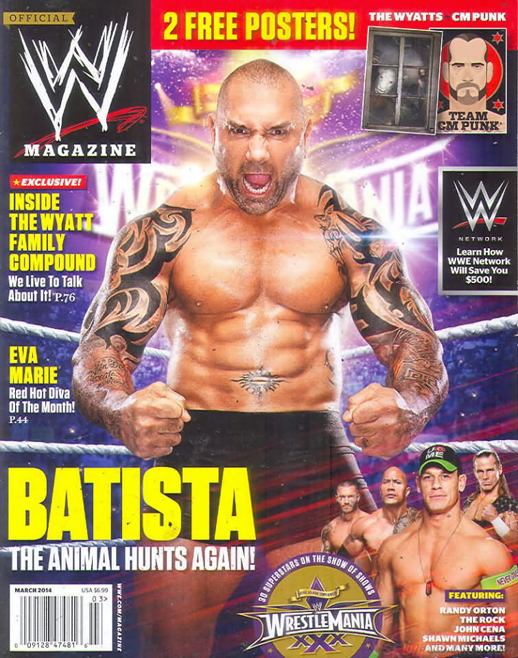 World Wrestling Entertainment March 2014 magazine back issue World Wrestling Entertainment magizine back copy 