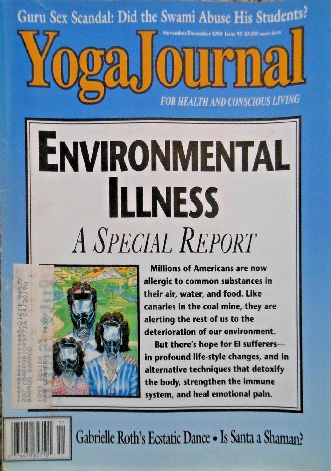 Yoga Journal November/December 1990 magazine back issue Yoga Journal magizine back copy 